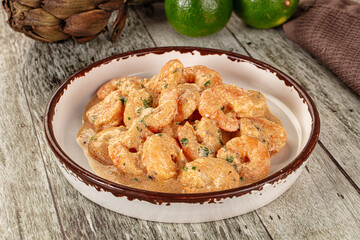Prawn in white cream sauce