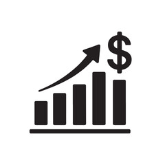 Minimalist Stock Chart Icon Black and White Financial Growth Illustration