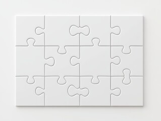 Fototapeta premium White puzzle pieces arranged in a grid