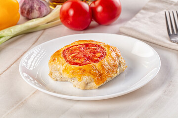 Chicken chop cutlet with cheese and tomato