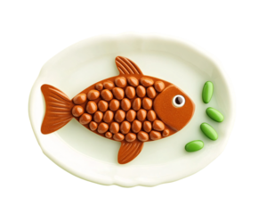 a fish shaped candy on a plate