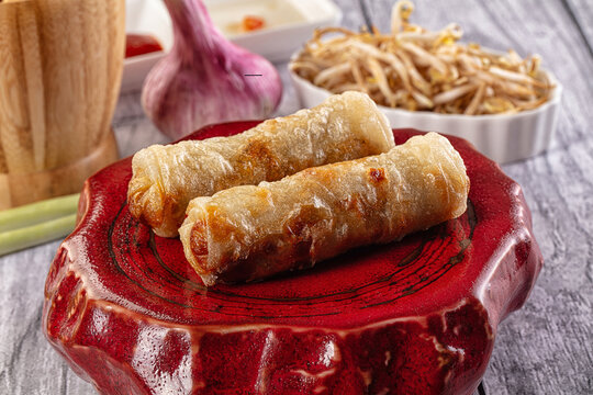 Vietnamese traditional nem roll with meat