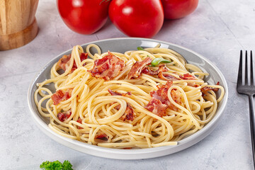 Italian pasta spaghetti with bacon