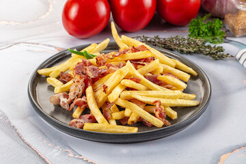 French fry potato with bacon