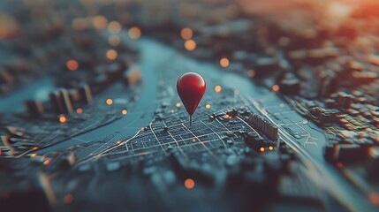Detailed city map with a prominent red location pin.