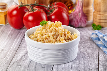 Vegan cuisine - boiled bulgur garnish