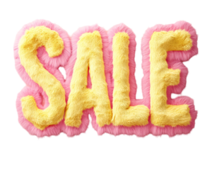 a pink and yellow fuzzy text