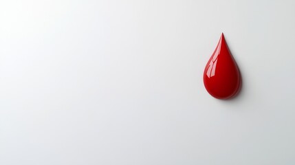 Fototapeta premium Minimalistic Concept of a Single Red Blood Drop on White Background