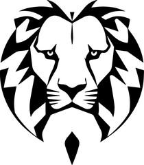 Majestic vector lion head tattoo, a wild tribal animal illustration