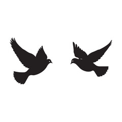 Dove Icon on Black and White Vector Backgrounds