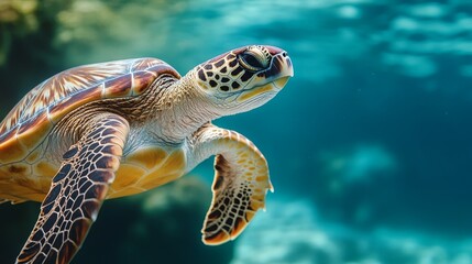 Fototapeta premium Celebrating the Wisdom of the Ancient Turtle in the Ocean Waters
