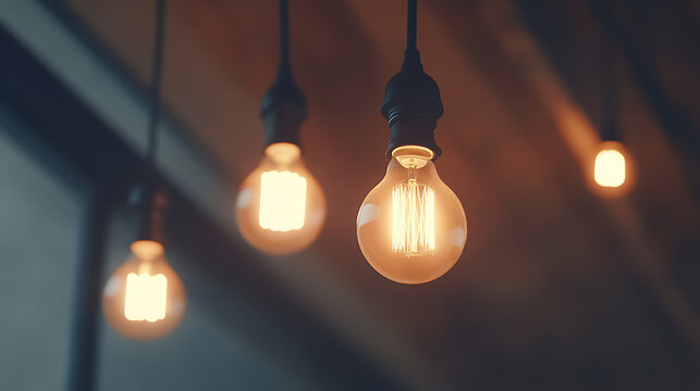 Vintage Edison Light Bulbs Hanging from the Ceiling
