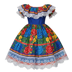 Floral dress with lace trim isolated on transparent background