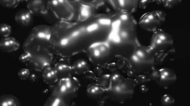 Liquid mercury in motion, silver-colored metallic fluid