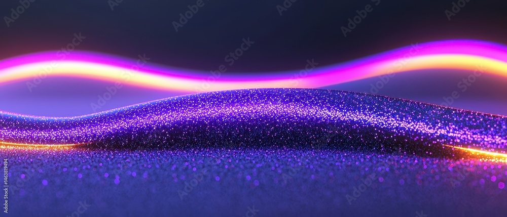 Poster abstract colorful waves with sparkling textures creating a vibrant landscape.