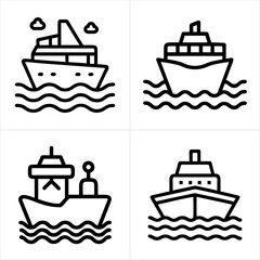 sea travel icon set
