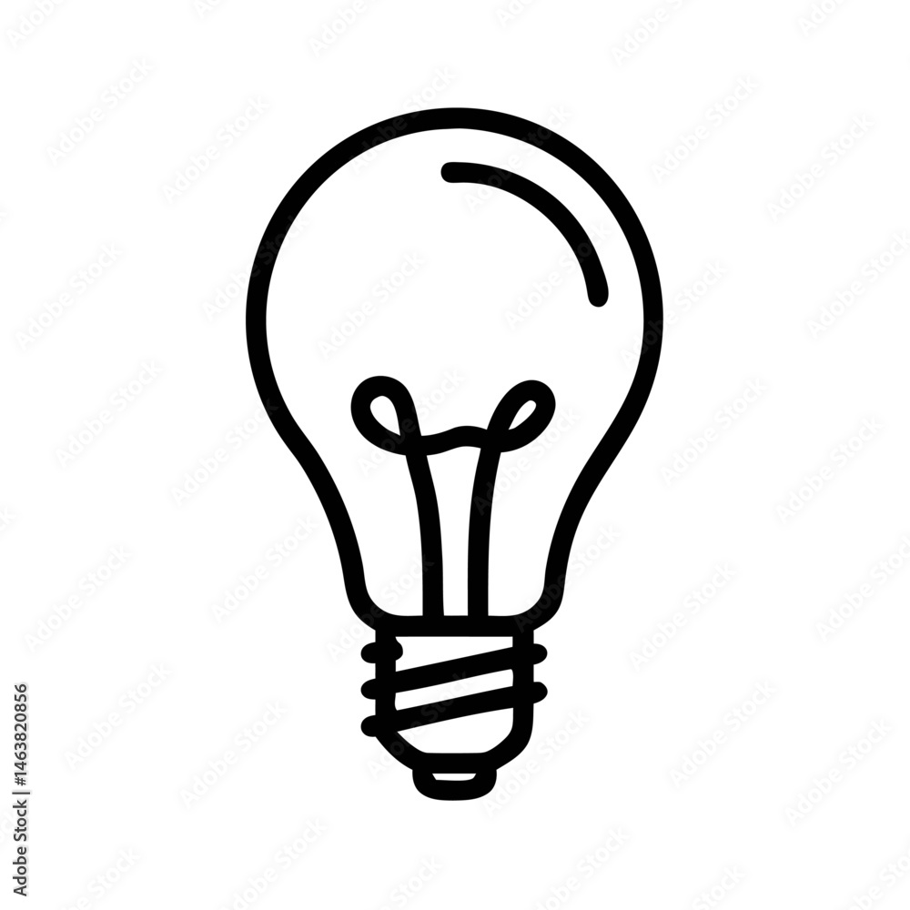 Aufkleber light bulb icon in simple minimal line drawing style