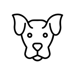 Dog Face Icon in Simple Minimal Line Art Style
