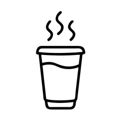 Hot Coffee Cup Icon Line Art – Minimalist Steam Beverage Illustration