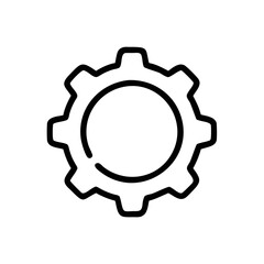 Minimal Gear Line Icon - Cogwheel Outline Vector Illustration