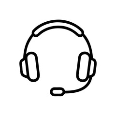 Headset Icon with Microphone in Minimal Line Art Style