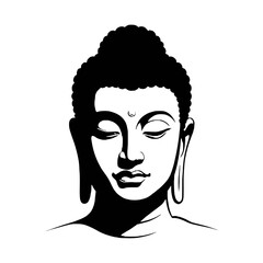 Lord Buddha Black Vector Silhouette Illustration in Calm Meditative Pose