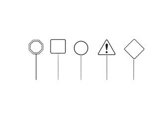 vintage blank yellow road sign outline simple vector line artwork
