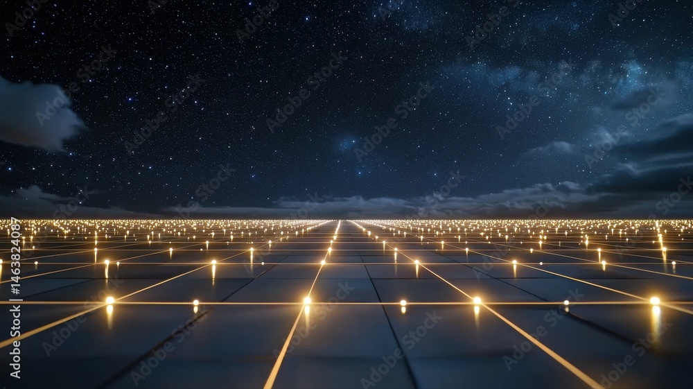 Poster data grid under starry sky: futuristic network concept data grid network futuristic concept digital