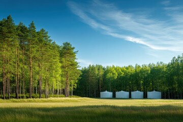 Obraz premium Peaceful forest with storage tanks