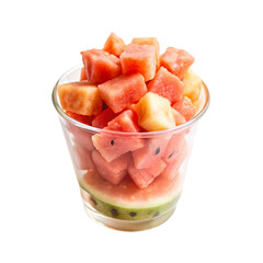 Fresh Juicy Watermelon Cubes Summer Fruit Dessert Recipe on Transparent background