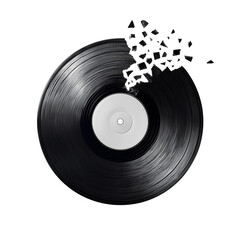 Obraz premium A Broken Vinyl Record Shattered on a Textured Background Music Nostalgia and Loss Concept