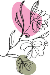 Abstract pink floral design with butterfly illustration on a spring nature pattern