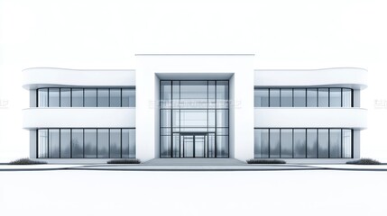Obraz premium Modern Minimalist White Office Building Architectural Design