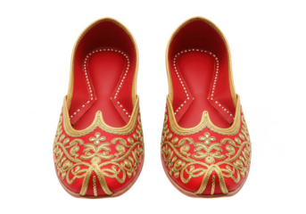 Red punjabi jutti pair footwear isolated on transparent background