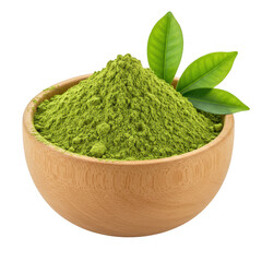 Matcha powder in bowl isolated on transparent background