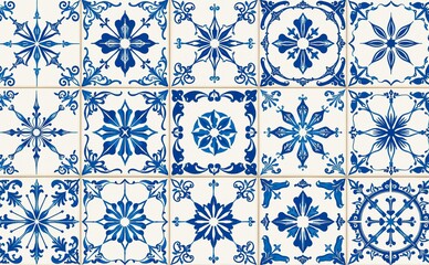  Blue and White Portuguese Azulejo Tiles: Decorative Ceramic Patterns for Walls & Home Decor