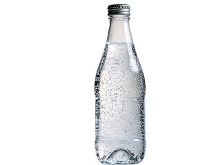 a bottle of water with bubbles