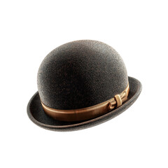Obraz premium Stylish Dark Brown Bowler Hat with Gold Band - 3D Render