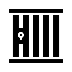 Minimalist jail cell icon depicting confinement and restriction with a keyhole