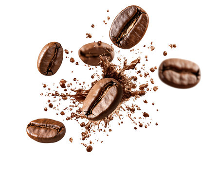 coffee beans exploding in the air