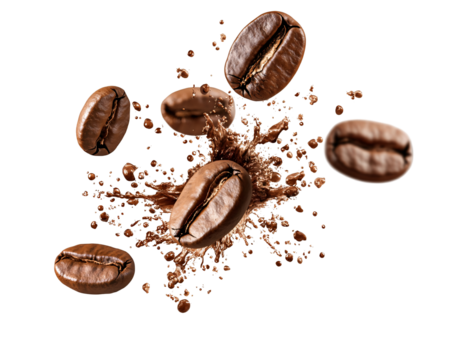 coffee beans exploding in the air