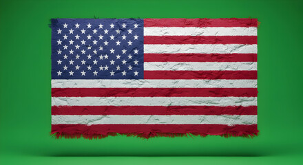 Distressed American Flag on Green Screen