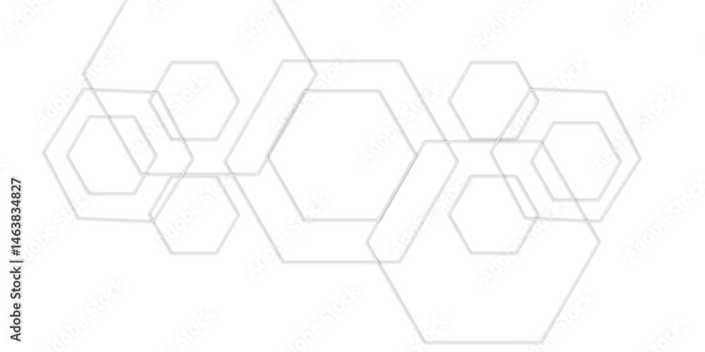 Poster light whit out line hexagon 3d effect pattern with shadow seamless texture background. used for cove