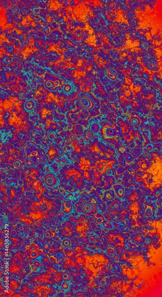 Poster colorful abstract texture with intricate patterns in orange and purple