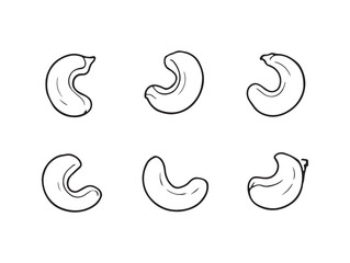 Hand Drawn Cashew Nut Botanical Style Line Art Design