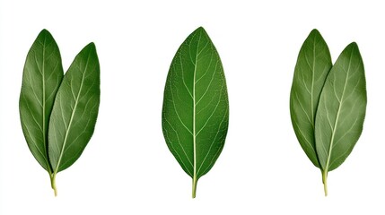 Fototapeta premium Green leaves isolated on white background