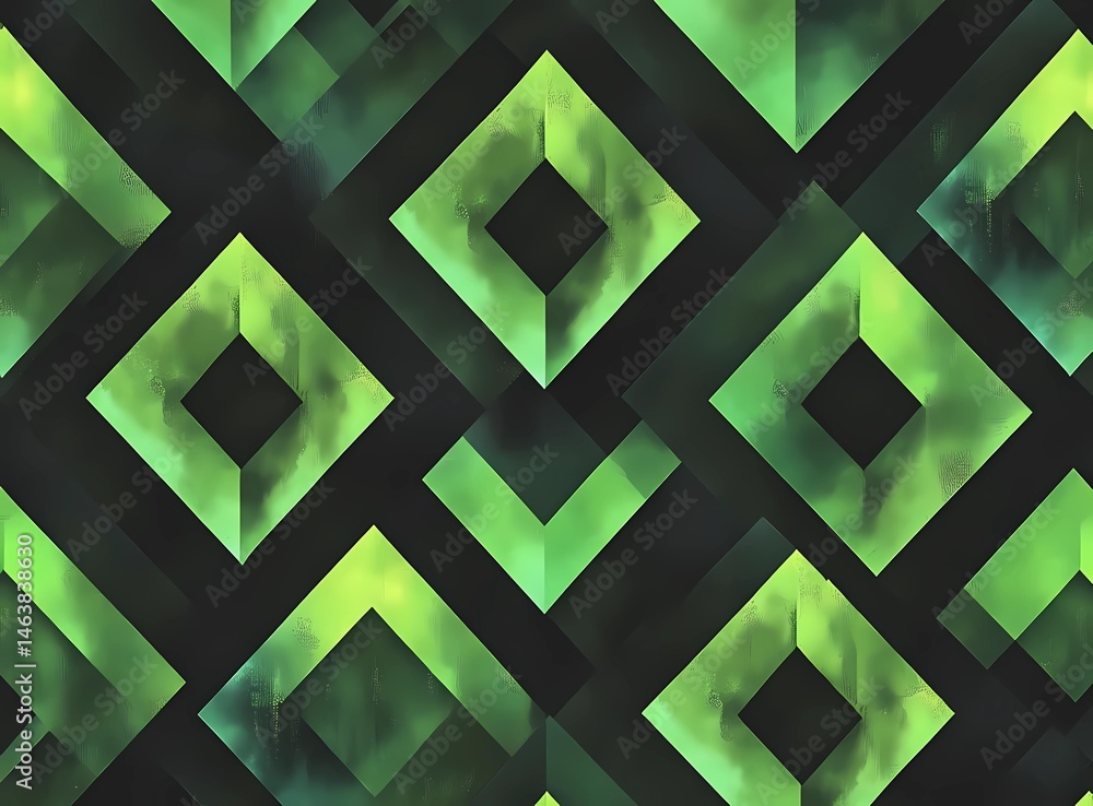 Aufkleber green and black vector pattern with simple geometric shapes, symmetrical and repeating