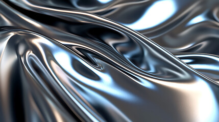 A shiny silver fabric with a wave pattern