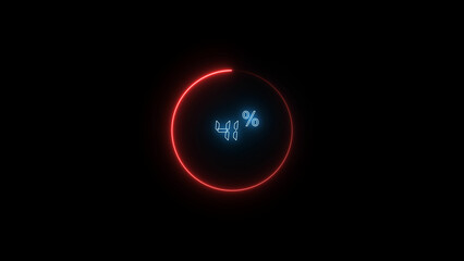 3 Number Digital percentage counter illustration. red circular bar. black background 4k video.
