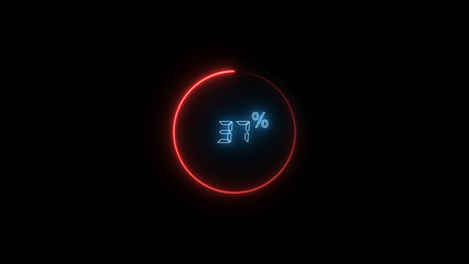3 Number Digital percentage counter illustration. red circular bar. black background 4k video.